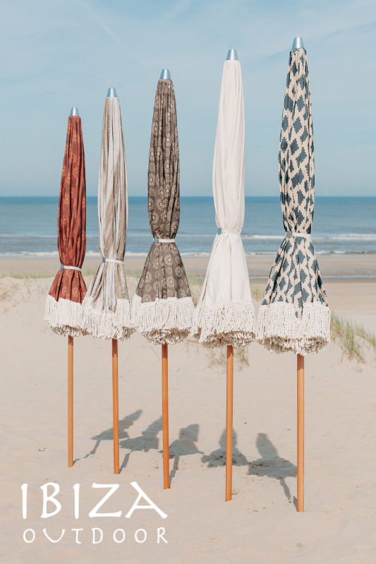 parasols met print, strand, zee, parasols met franjes